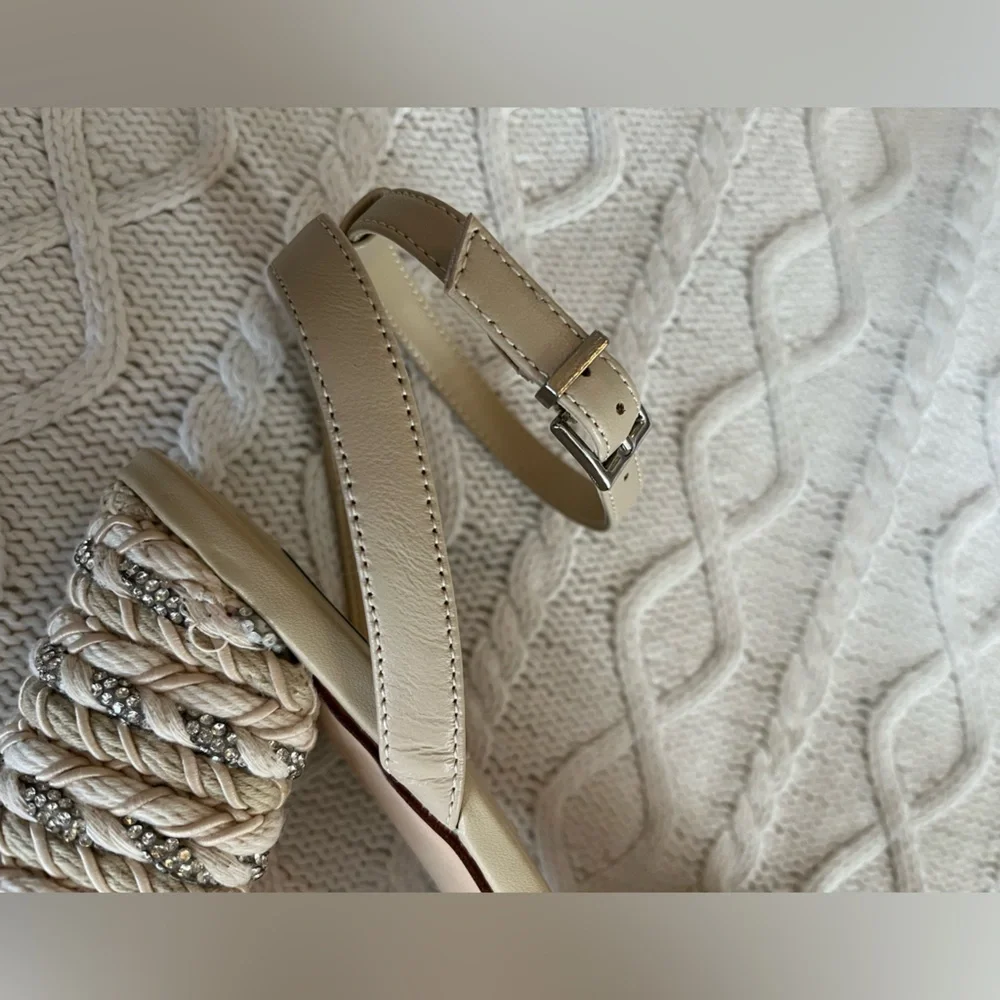 Steve Madden Cream Woven “Lucci” Platform Sandals Various Sizes - Picture 10 of 15